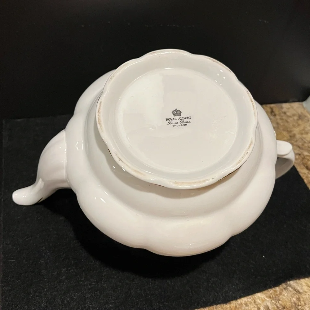 Vintage Royal Albert 50th Anniversary 6 C Teapot, Creamer and Plate, England